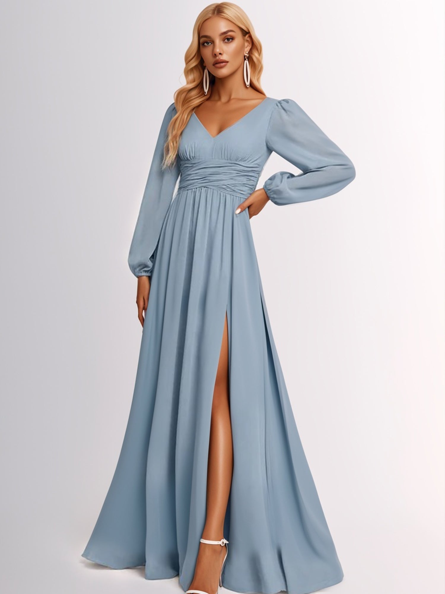 A-line V-Neck Floor-Length Chiffon Bridesmaid Dress With Ruffle-ZS273 A-line V-Neck Floor-Length Chiffon Bridesmaid Dress With Ruffle-ZS273