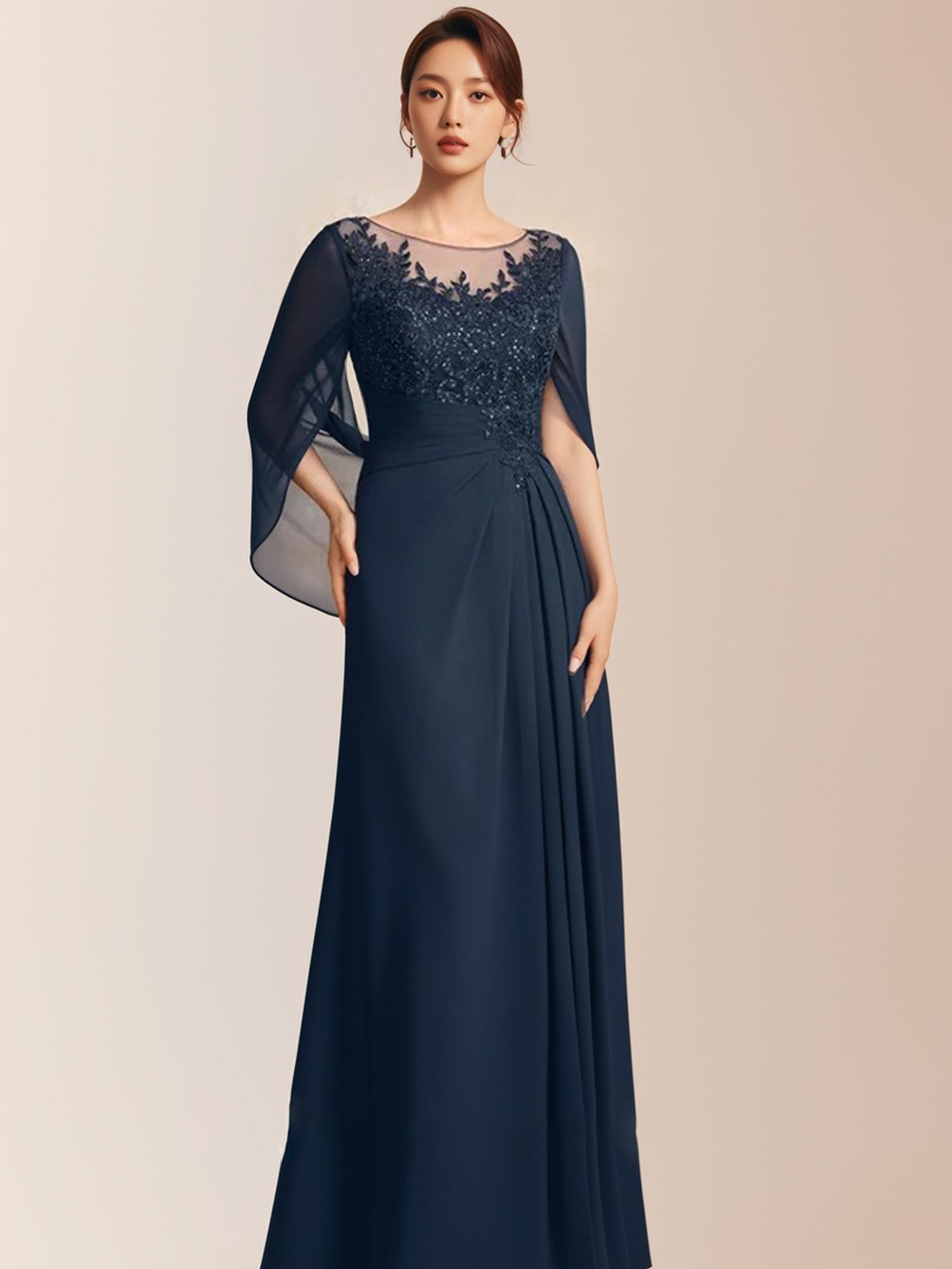 A-line Scoop Illusion Floor-Length Lace Chiffon Mother of the Bride Dr Bridal Glee A-line Scoop Illusion Floor-Length Lace Chiffon Mother of the Bride Dr Bridal Glee