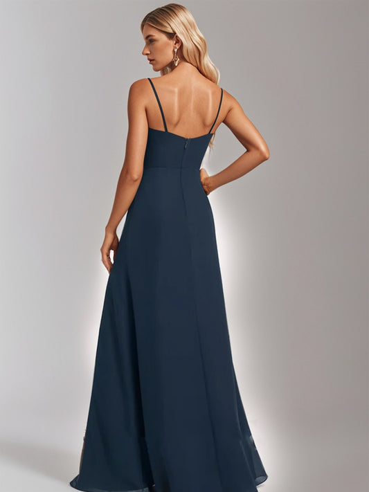 A-line Cowl Floor-Length Chiffon Bridesmaid Dress-ZS254