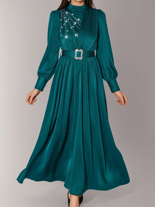 High-End Formal Dinner Dress With Diamond Embellished Patchwork-ZS218