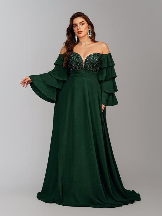 Glamorous Elegant Solid Color Sequins Patchwork Strapless Women's Gown Dresses-ZS200
