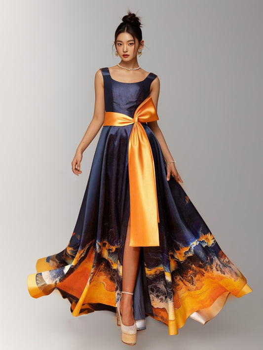 Maxi Colorblock Elegant Premium Quality High-End Evening Dress-ZS119