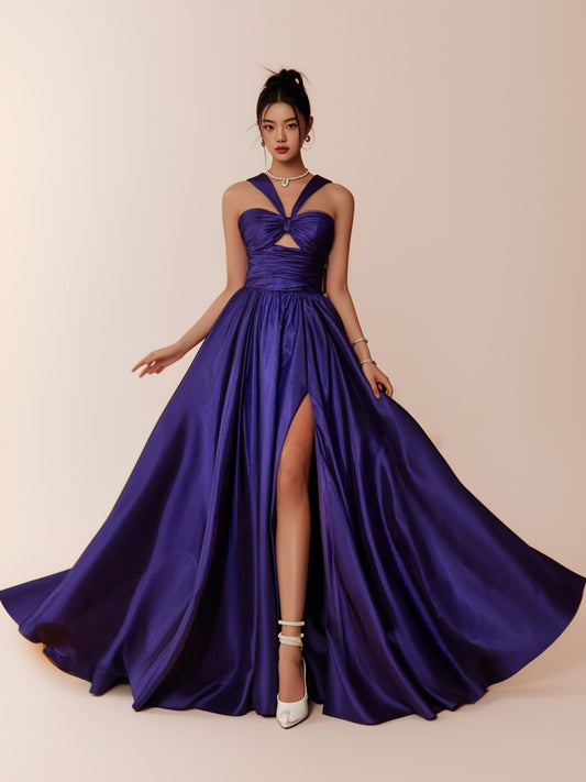 High-End Light Luxury Niche French Style Lavender Formal Dress-ZS137