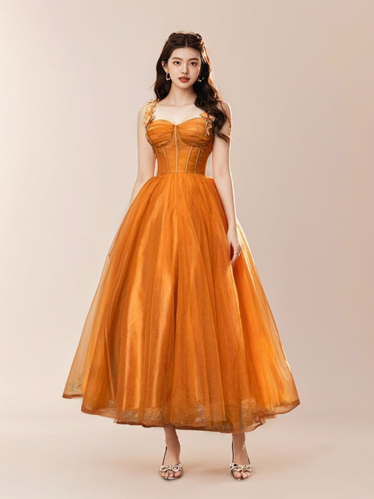 Elegant Lace Up Back Ruched Bustier Tulle Prom Dress-ZS213