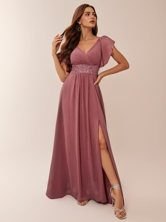 Embroidered Chiffon Formal Dress-ZS206