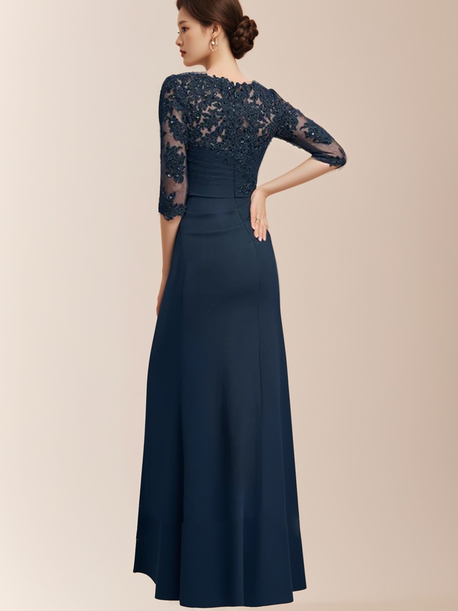 A-line Scoop Floor-Length Chiffon Lace Mother of the Bride Dress With Bridal Glee A-line Scoop Floor-Length Chiffon Lace Mother of the Bride Dress With Bridal Glee