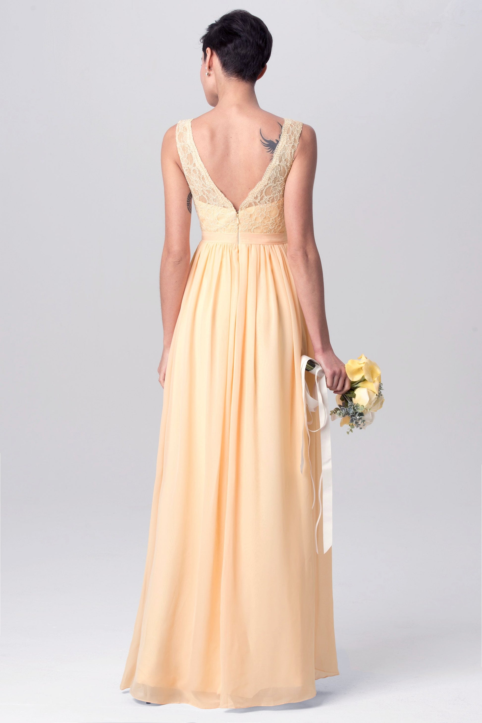 Lace V-Neck Sleeveless Bridesmaid Dress| Plus Size | 60+ Colors