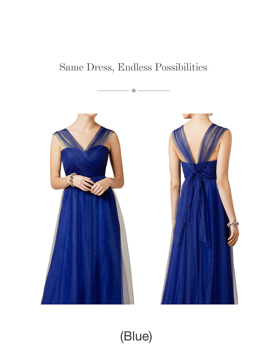 Tulle Convertible Sleeveless Bridesmaid Dress| Plus Size | 60+ Colors