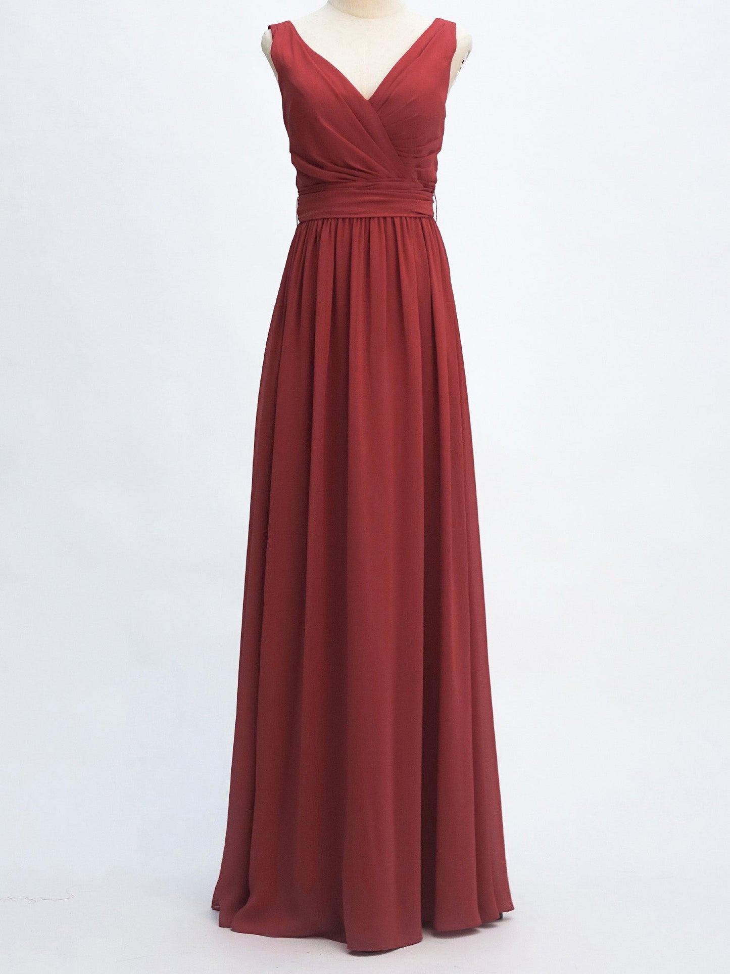 Chiffon V-Neck Sleeveless Bridesmaid Dress| Plus Size | 60+ Colors