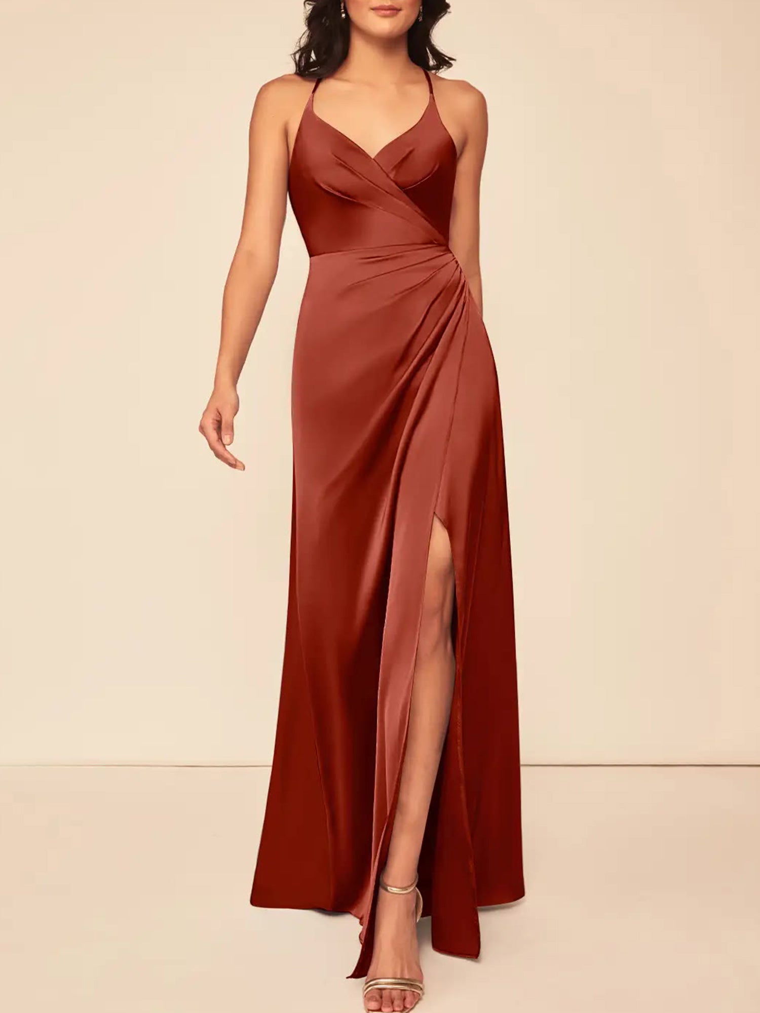 Chiffon V-Neck Sleeveless Bridesmaid Dress| Plus Size | 60+ Colors