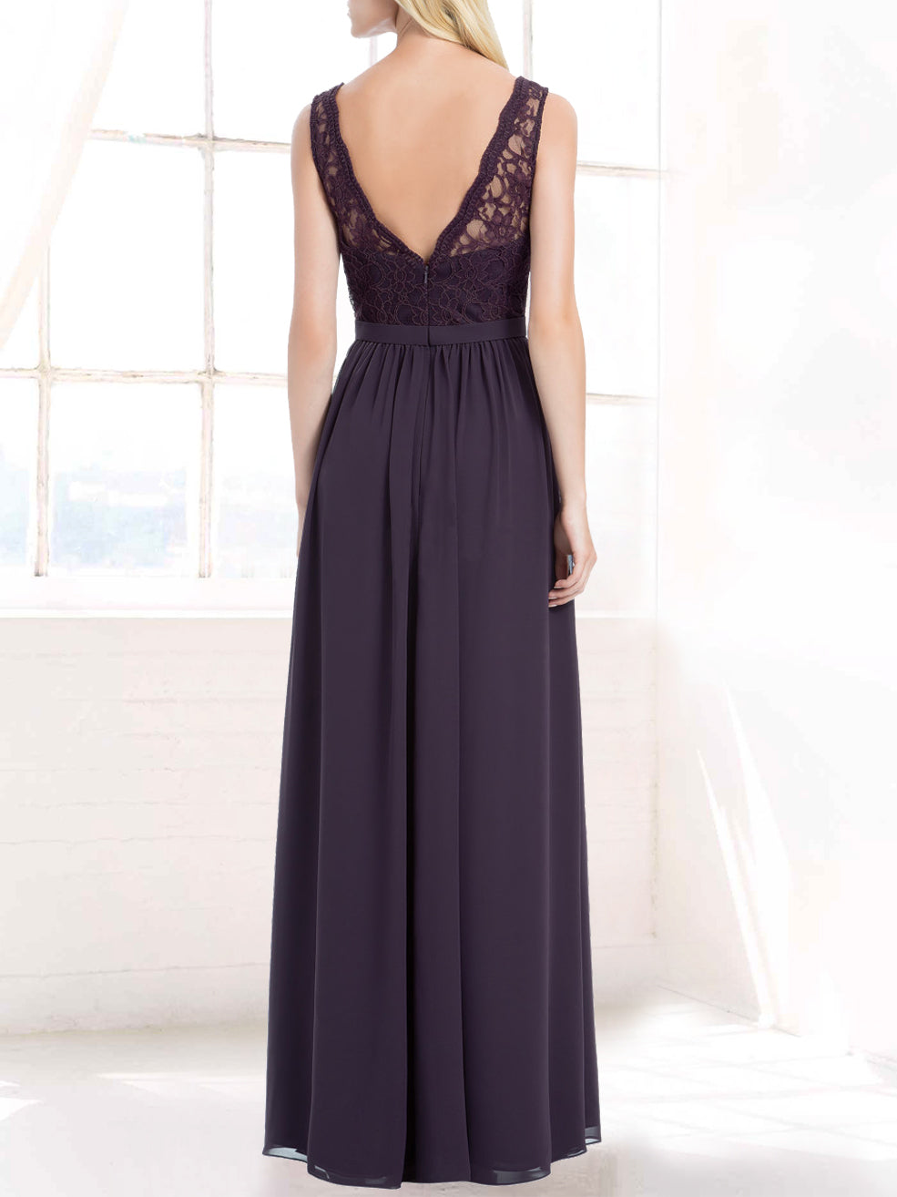 Chiffon V-Neck Sleeveless Bridesmaid Dress| Plus Size | 60+ Colors