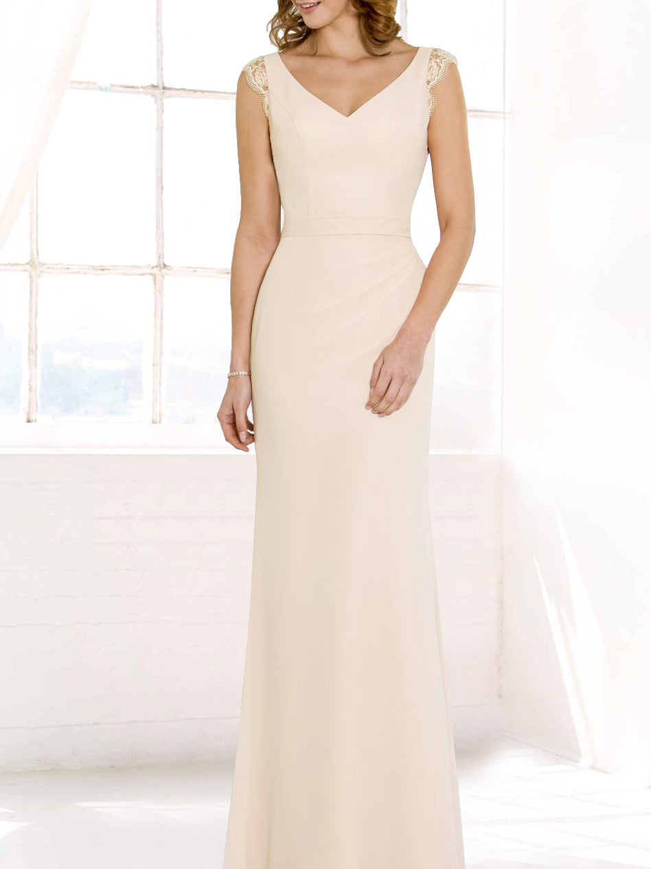 Chiffon V-Neck Sleeveless Bridesmaid Dress| Plus Size | 60+ Colors