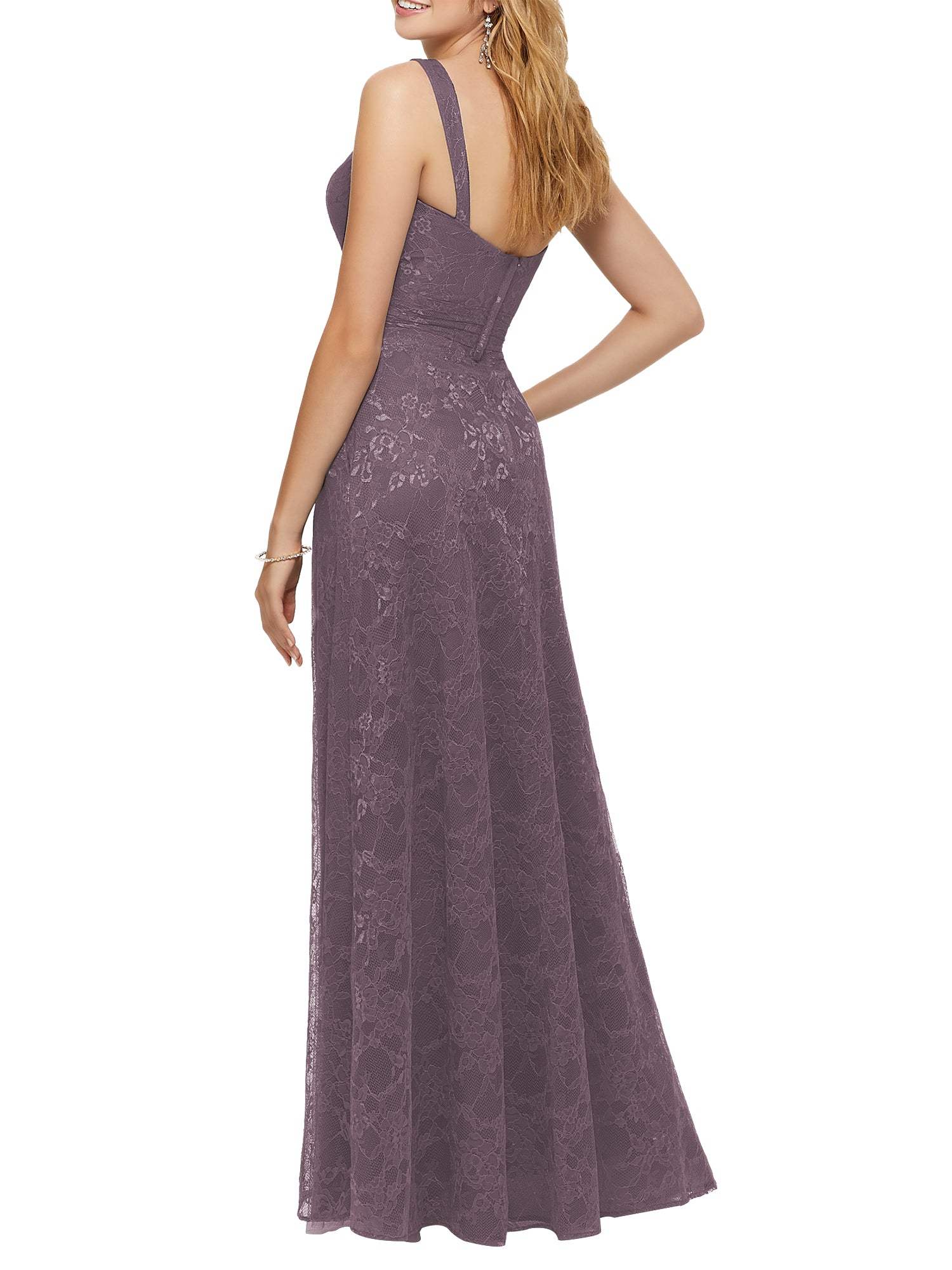 Lace Boat Neck Sleeveless Bridesmaid Dress| Plus Size | 60+ Colors